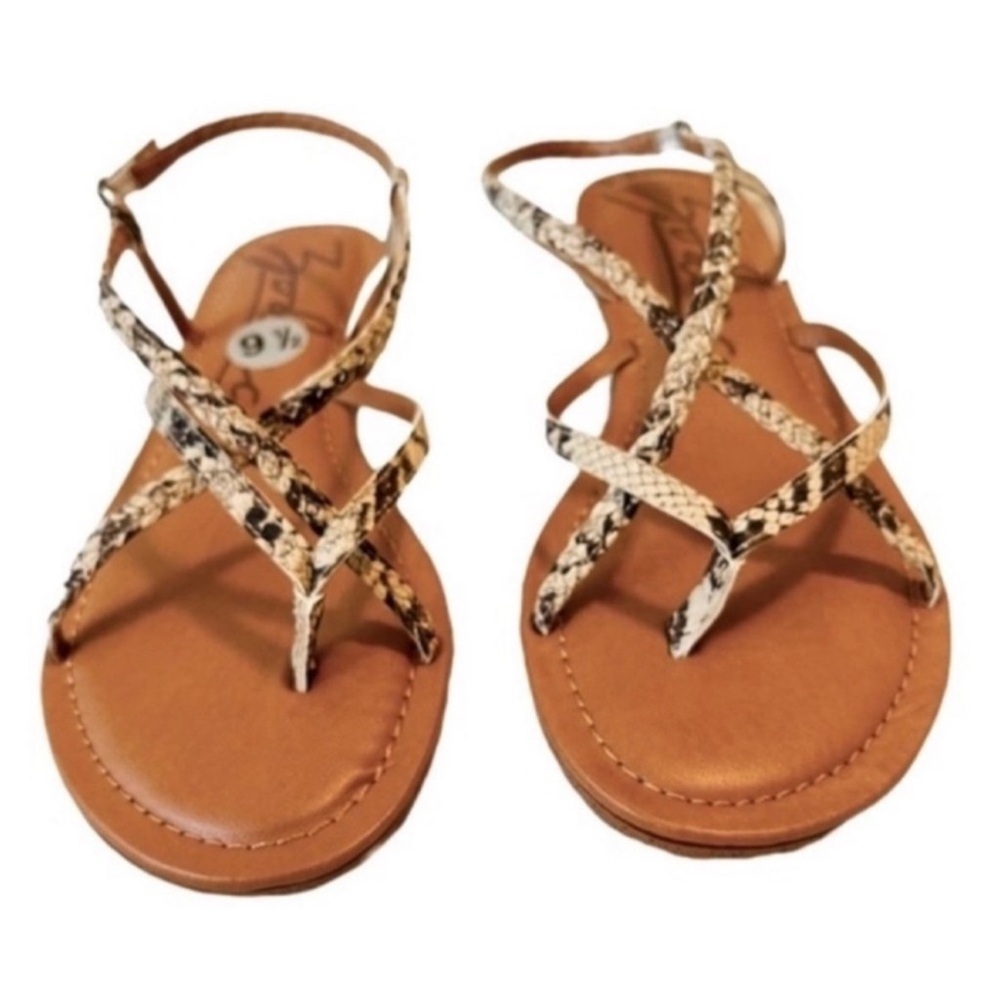 NEW Zodiac Yovanna Slingback Strappy Sandals Boho Flat Thongs Tan Brown Size 9.5 - Picture 8 of 12
